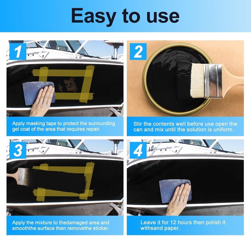 SENVEN Boat Paint 35 Oz Gloss Marine Boat Topside Bottom Enamel Paint for Boats, Wood, Fiberglass, Aluminum, Metals, Oil-Based Epoxy White Black Red Gray Blue - Image 5